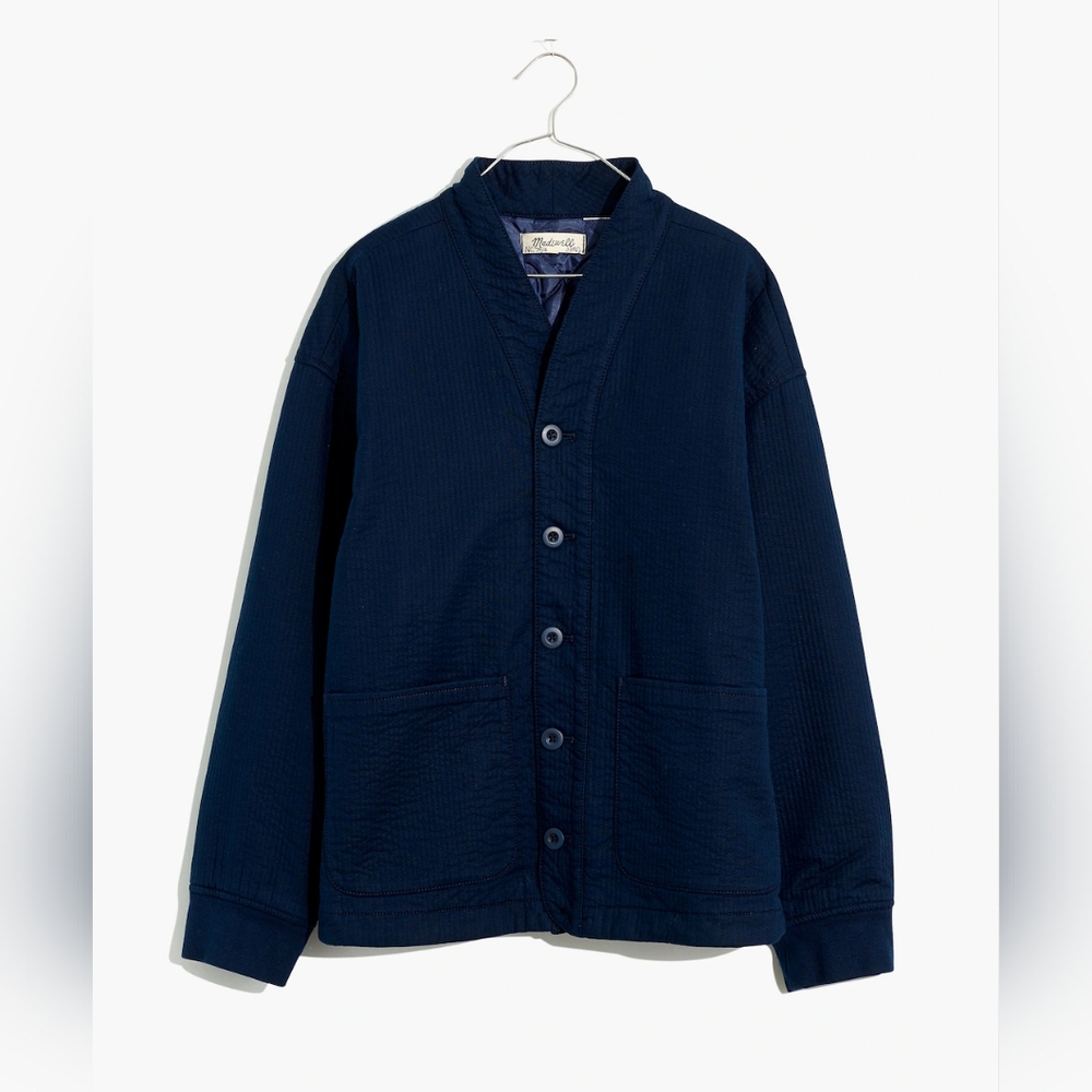 Nwt! Madewell Stitched-Texture quilted cotton Jacket navy blue size large chore